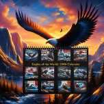 Eagles of the World: 2025/2026 Calendar<br><div class="desc">Celebrate the power and majesty of the eagle with this stunning 2025/2026 calendar, featuring breathtaking images of these iconic birds set against rustic, weathered dark wood backgrounds. Each month showcases an eagle perched in a tree, overlooking a snow-capped mountain and a vast blue ocean, with a different country’s flag subtly...</div>