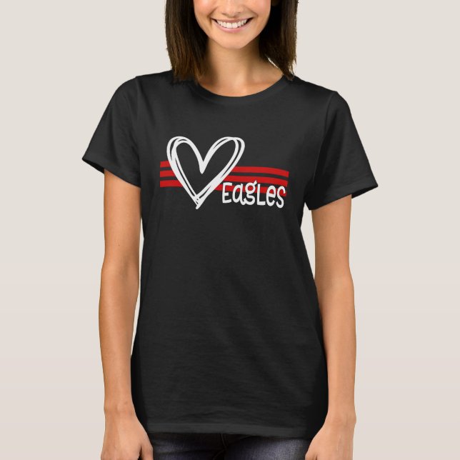 Eagles Pride Teams School Spirit Sports Red Heart T-Shirt (Front)