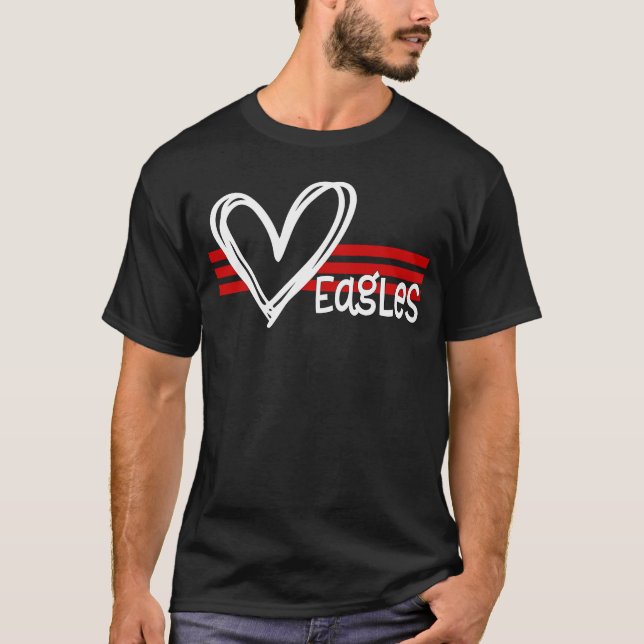 Eagles Pride Teams School Spirit Sports Red Heart T-Shirt (Front)