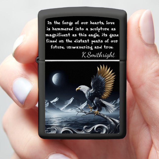 Eagle's Reach: Ridge, Void, Amber, Steel Zippo Lighter (In Hand)