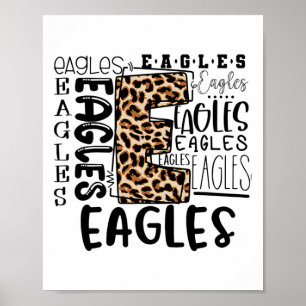Eagles School Mascot Leopard Plaid - Ck To School Poster