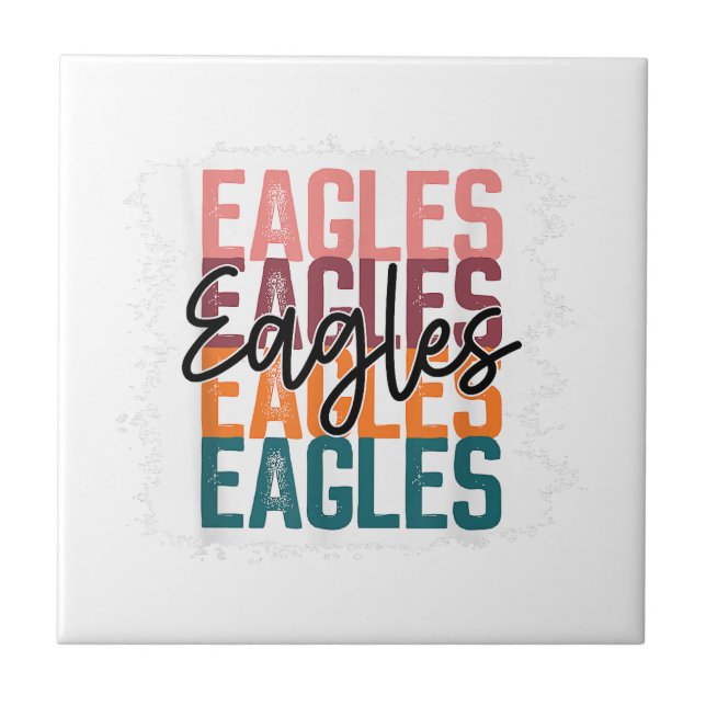 Eagles School Sports Fan Team Spirit  Ceramic Tile (Front)
