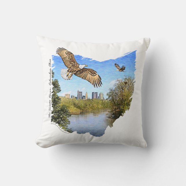 Eagles Scioto River Columbus Ohio Throw Pillow (Front)