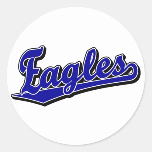Eagles script logo in Blue Classic Round Sticker