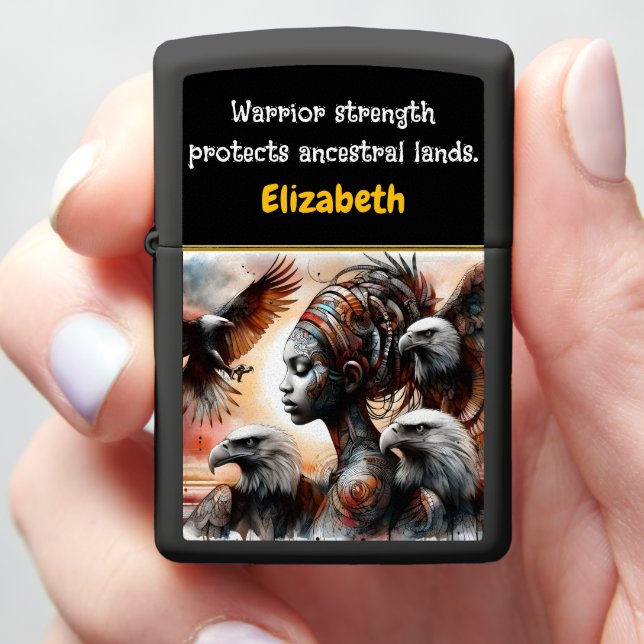Eagles soar in a vibrant warrior's land zippo lighter (In Hand)