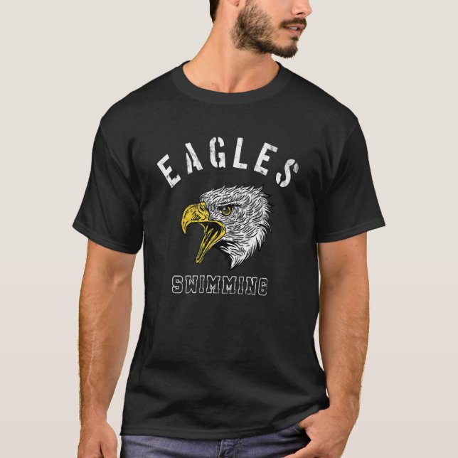 Eagles Swimming School Spirit Team Mascot Game Nig T-Shirt (Front)