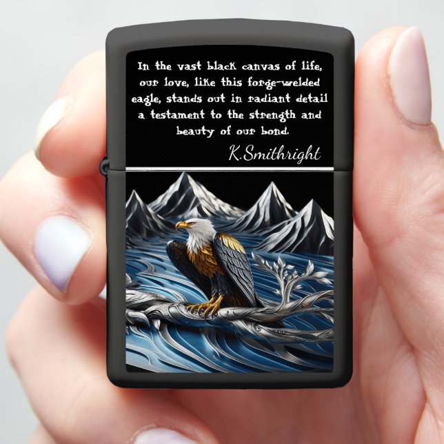 Eagle's View: Gorge, Crown, Sapphire, Plate Zippo Lighter (In Hand)