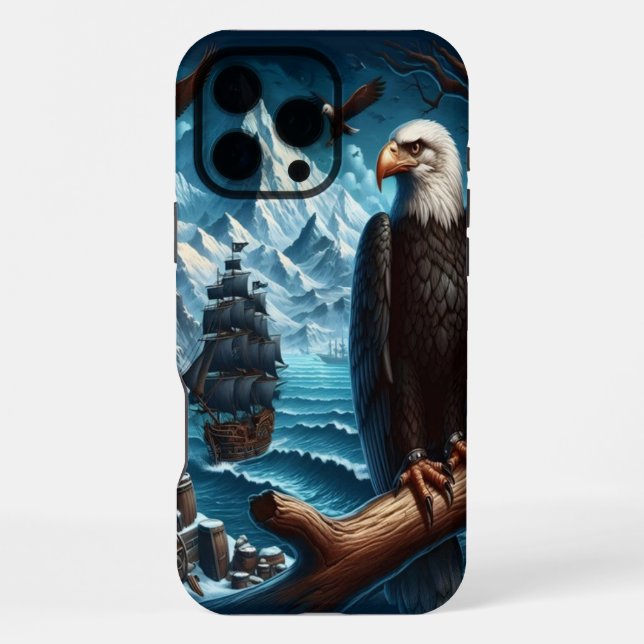 Eagle's Watch Over Ship Iphone Case (Back)