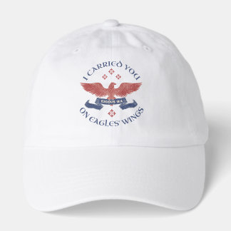 Eagle's Wings Scripture Exodus 19:4 Red/Blue Hat
