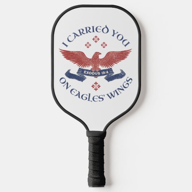 Eagle's Wings Scripture Exodus 19:4 Red/Blue Pickleball Paddle (Front)