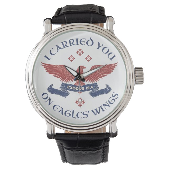 Eagle's Wings Scripture Exodus 19:4 Red/Blue Watch (Front)