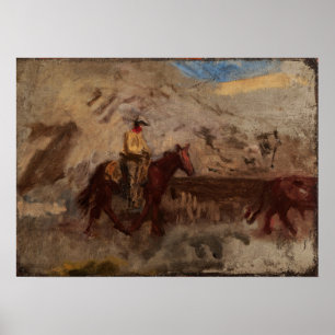 Eakins - Sketch Of A Cowboy At Work Poster