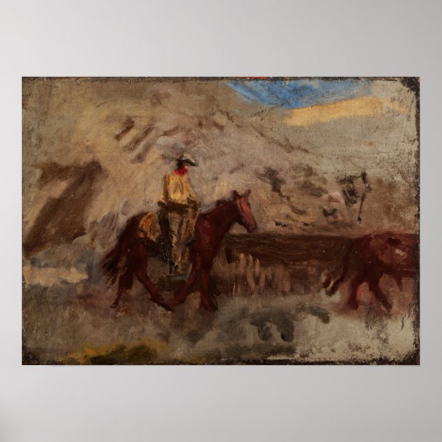 Eakins - Sketch Of A Cowboy At Work Poster (Front)