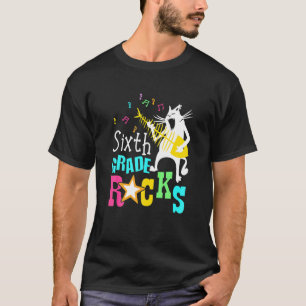 Eam Sixth Grade Rocks 6h Grade  Cat Playing Guitar T-Shirt
