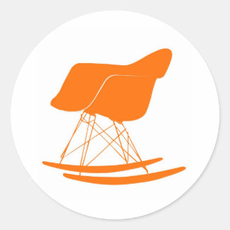 Eames rocker chair in orange classic round sticker