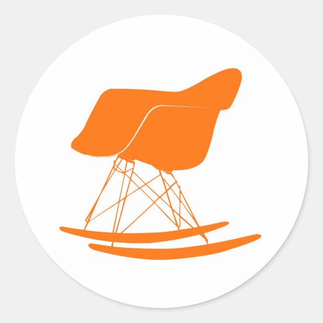 Eames rocker chair in orange classic round sticker (Front)