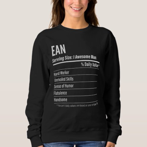 Ean Serving Size Nutrition Label Calories Sweatshirt