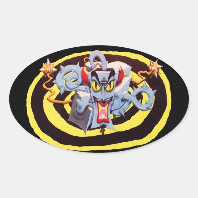 Ear Assaulting Wicked Mad Devil Sound System Oval Sticker (Front)