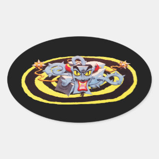 Ear Assaulting Wicked Mad Devil Sound System Oval Sticker