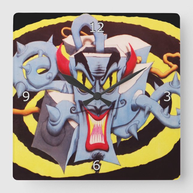 Ear Assaulting Wicked Mad Devil Sound System Square Wall Clock (Front)