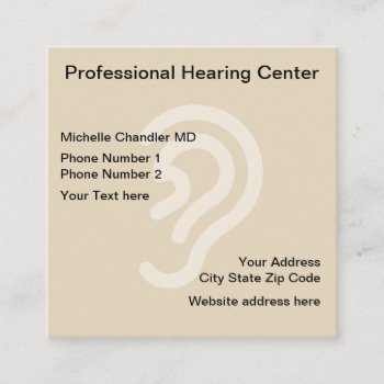 Ear Doctor Hearing Center Square Business Card by Luckyturtle at Zazzle
