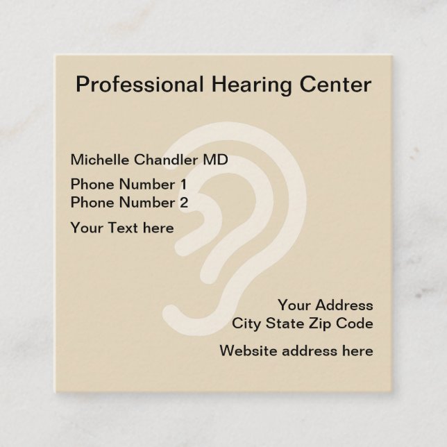 Ear Doctor Hearing Center Square Business Card (Front)