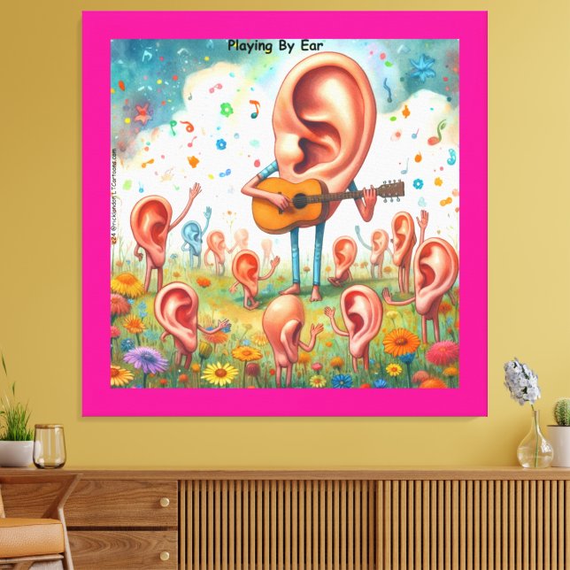 Ear Guitar Recital: Playing By Ear Canvas Print (Insitu(LivingRoom))