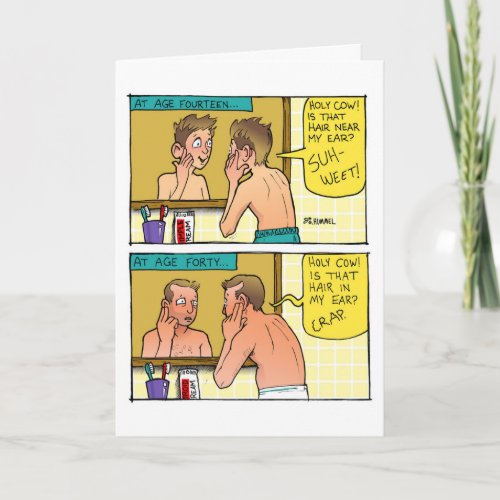 Ear Hair Cartoon Birthday Card