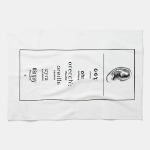 Ear in different languages kitchen towel