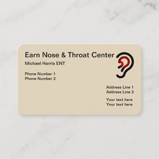 Ear Nose And Throat Doctor Business Card (Front)