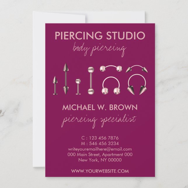 Ear Piercing Aftercare Tips Purple Instructions Thank You Card (Front)