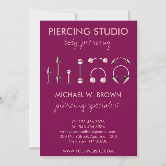 Ear Piercing Aftercare Tips Purple Instructions Thank You Card