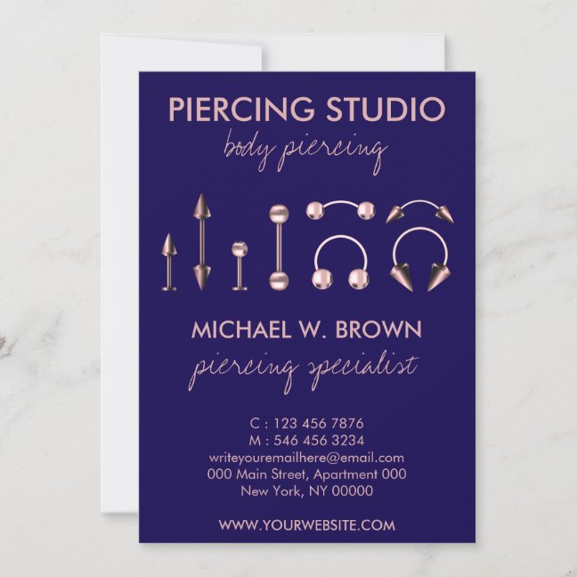 Ear Piercing Care Aftercare Tips Navy Instructions Thank You Card