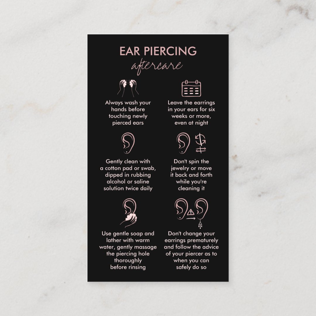 Ear Piercing Care Instructions Business Card Zazzle