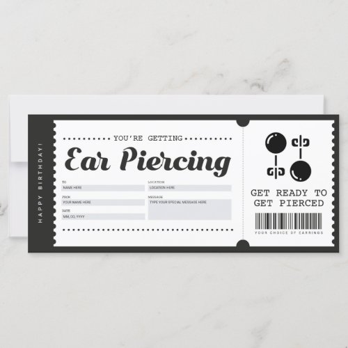 Ear Piercing Gift Voucher Certificate