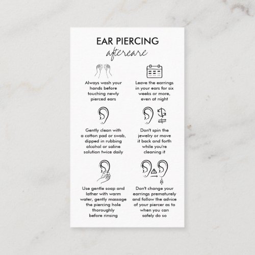 Ear Piercings Care Instruction Business Card