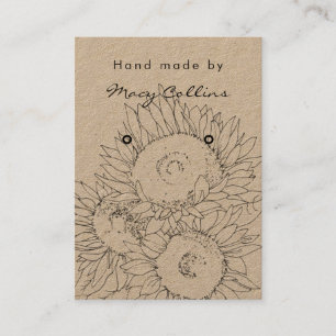ear ring jewelry display card rustic sunflower