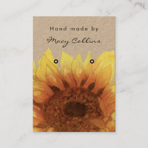 ear ring jewelry display card rustic sunflower