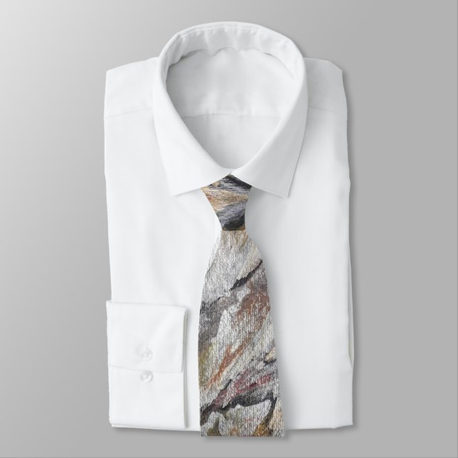 Eared-owl metalic watercolour neck tie (Tied)