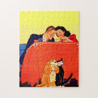 Earl and Dorothy and the dog and the cat Jigsaw Puzzle
