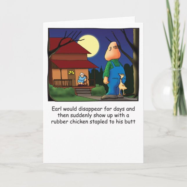 Earl and the Rubber Chicken Humorous Birthday Card (Front)