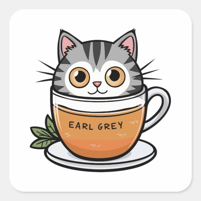 Earl Grey - So Cute Cat Square Sticker (Front)