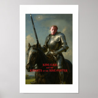 Earl Strickland on horse, in armor, with big cue. Poster