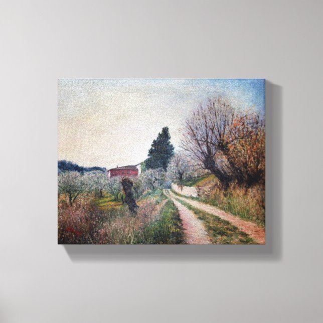 EARLIEST SPRING IN VERNALESE / Tuscany Landscape Canvas Print (Front)
