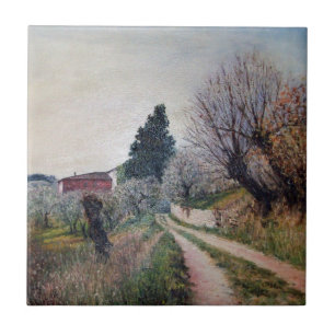 EARLIEST SPRING IN VERNALESE / Tuscany Landscape Ceramic Tile