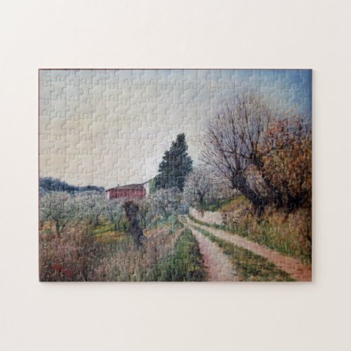 EARLIEST SPRING IN VERNALESE  Tuscany Landscape Jigsaw Puzzle