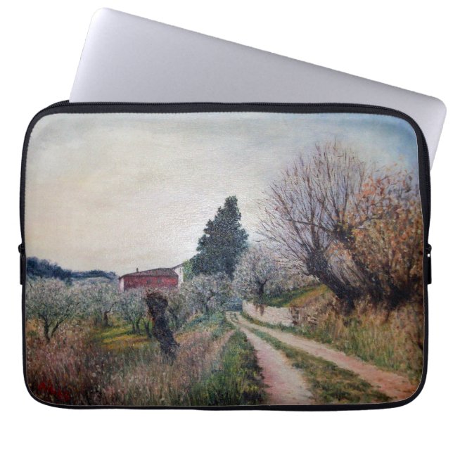 EARLIEST SPRING IN VERNALESE / Tuscany Landscape Laptop Sleeve (Front)