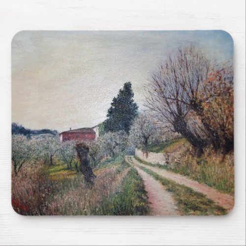 EARLIEST SPRING IN VERNALESE  Tuscany Landscape Mouse Pad
