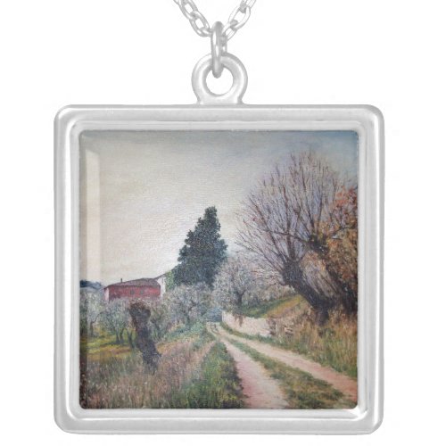 EARLIEST SPRING IN VERNALESE  Tuscany Landscape Silver Plated Necklace