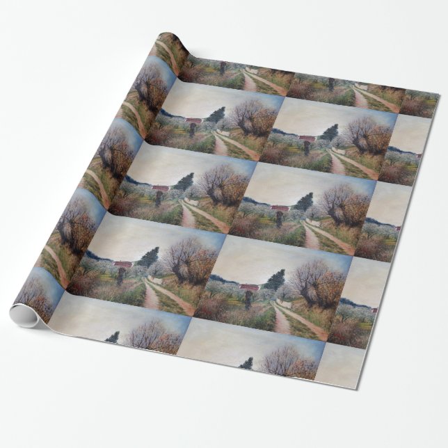 EARLIEST SPRING IN VERNALESE / Tuscany Landscape Wrapping Paper (Unrolled)